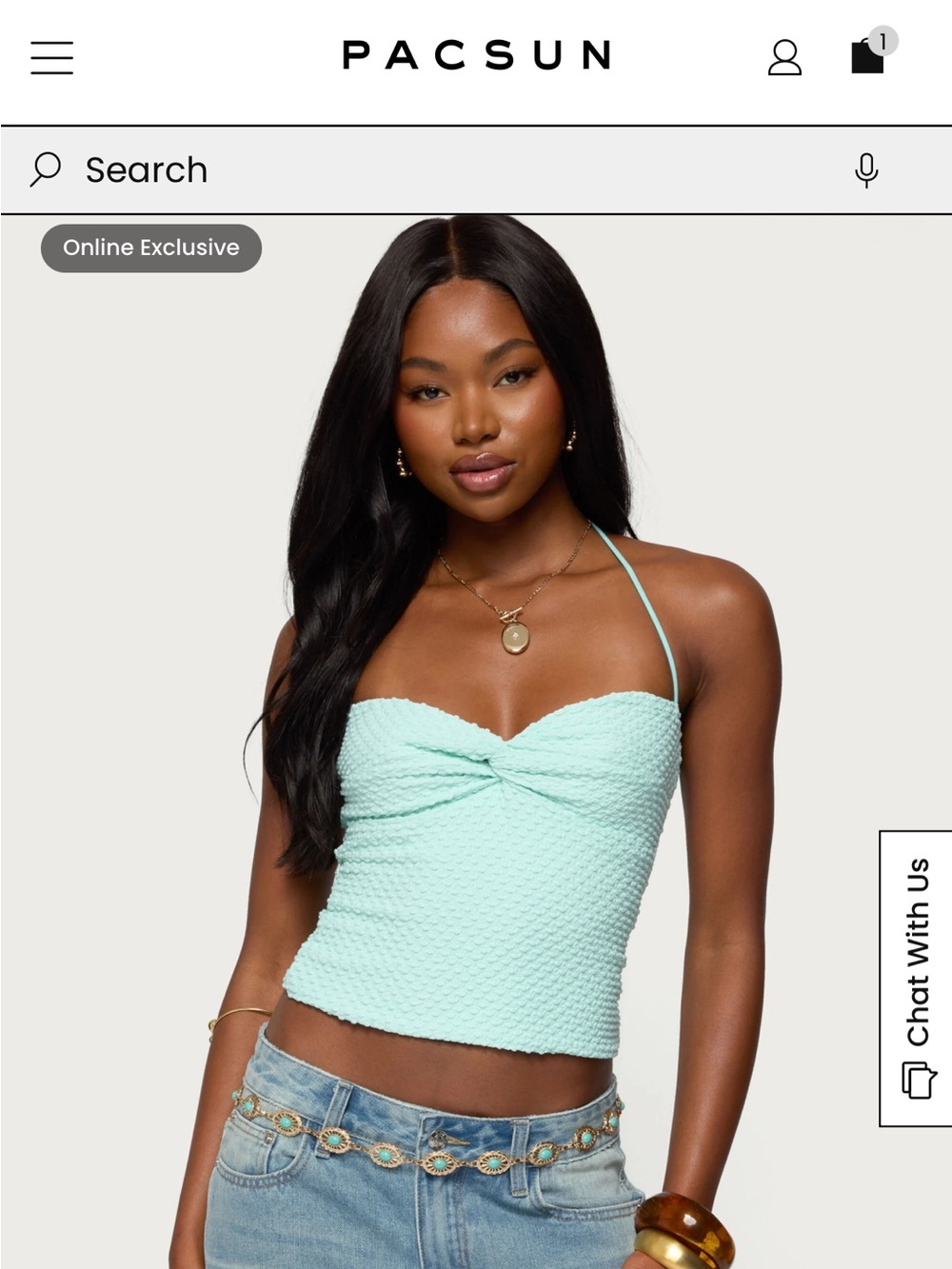 PacSun Mint Textured Twist-Front Camisole